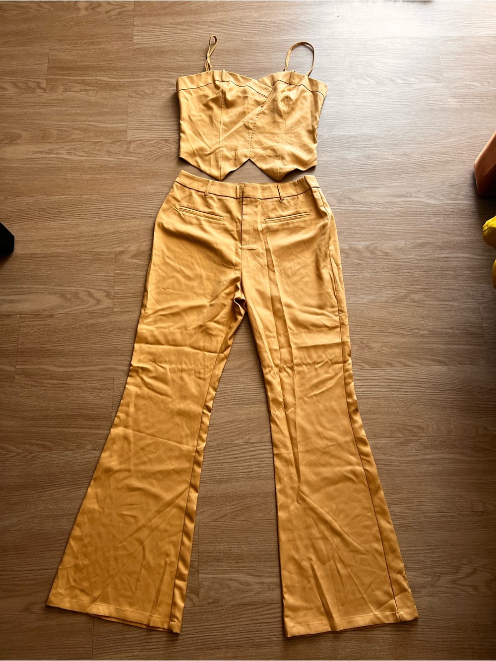 Fashion Nova Mustard Yellow Flared Two-Piece Set